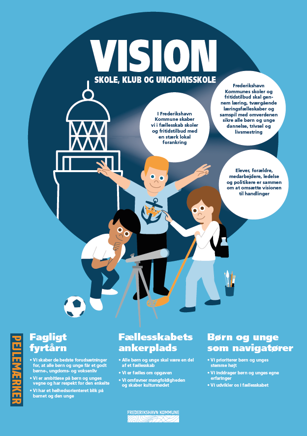Plakat med vision for Center for Skole, Klubber og Ungdomsskole